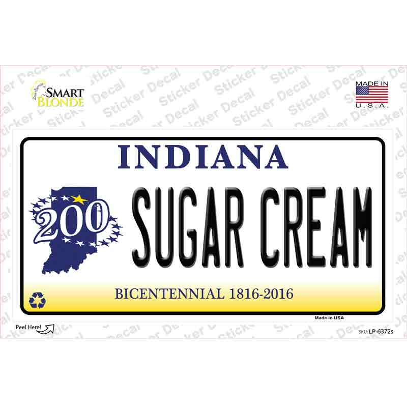 Sugar Cream Indiana Novelty Sticker Decal