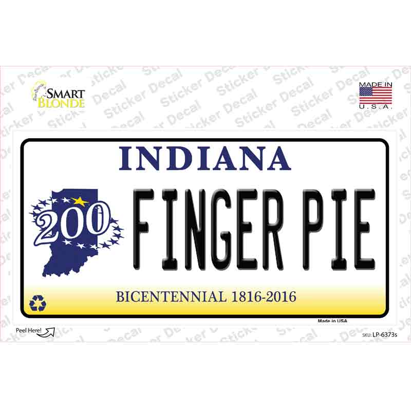 Finger Pie Indiana Novelty Sticker Decal