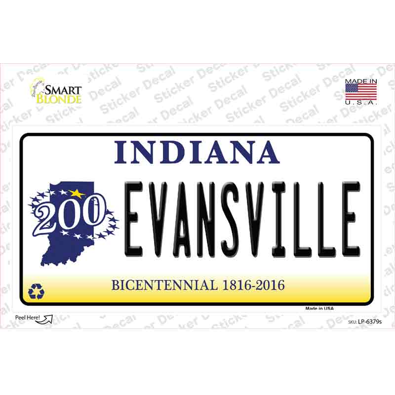 Evansville Indiana Novelty Sticker Decal