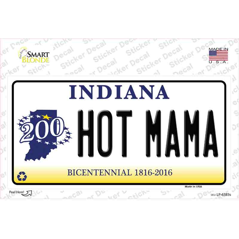 Hot Mama Indiana Novelty Sticker Decal