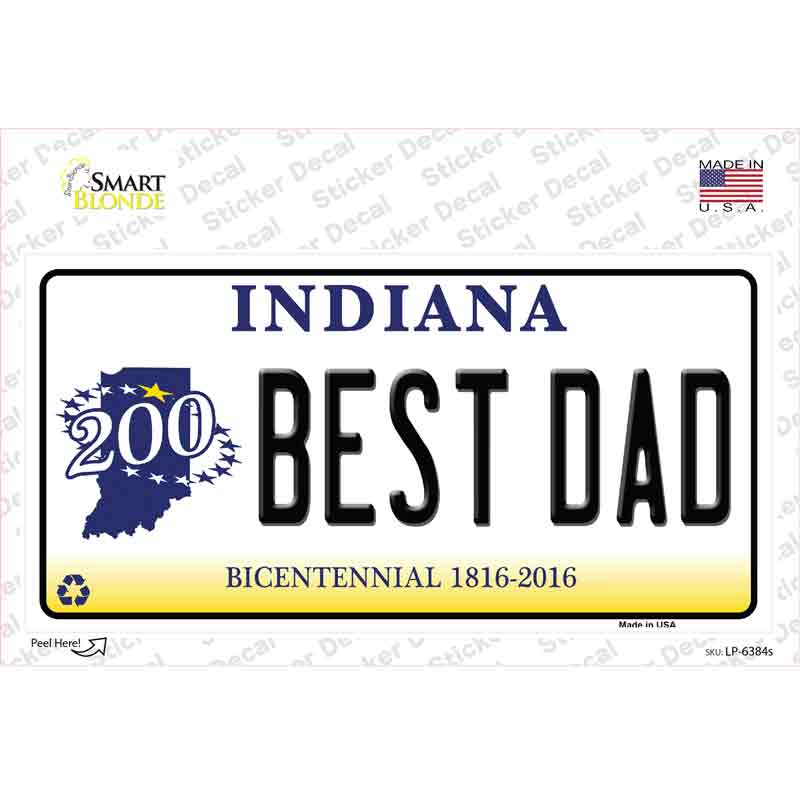 Best Dad Indiana Bacnkground Novelty Sticker Decal