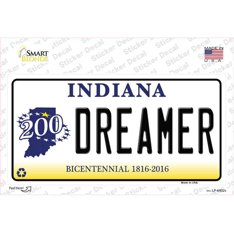 Dreamer Indiana Novelty Sticker Decal