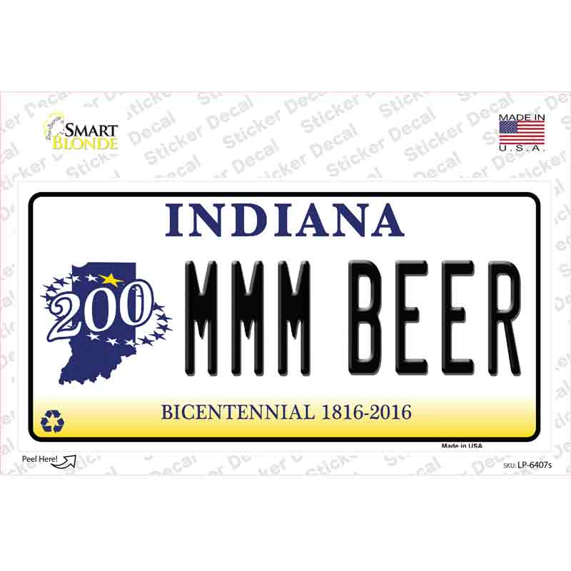 MMM Beer Indiana Novelty Sticker Decal