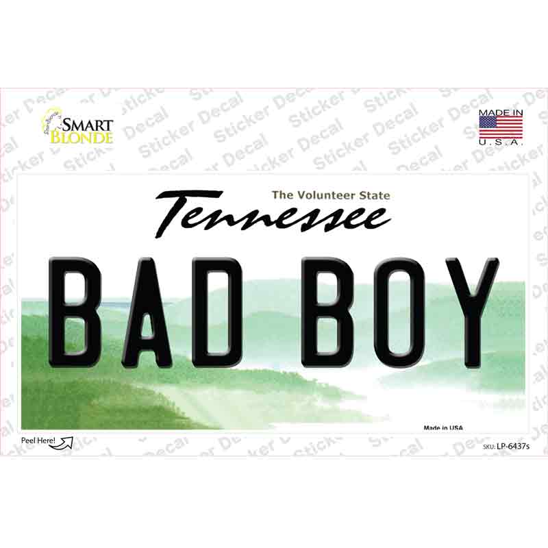 Bad Boy Tennessee Novelty Sticker Decal