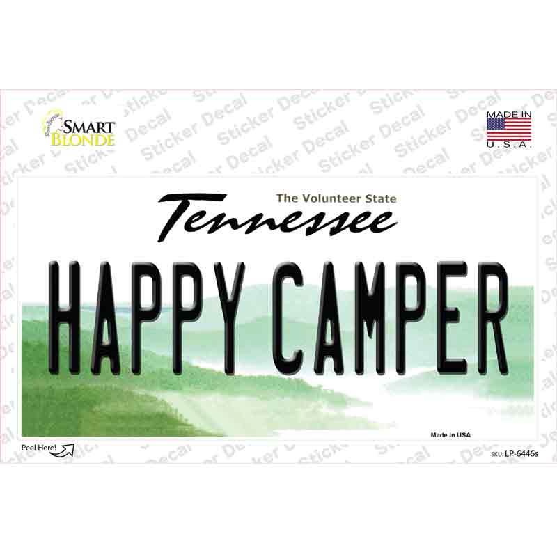 Happy Camper Tennessee Novelty Sticker Decal