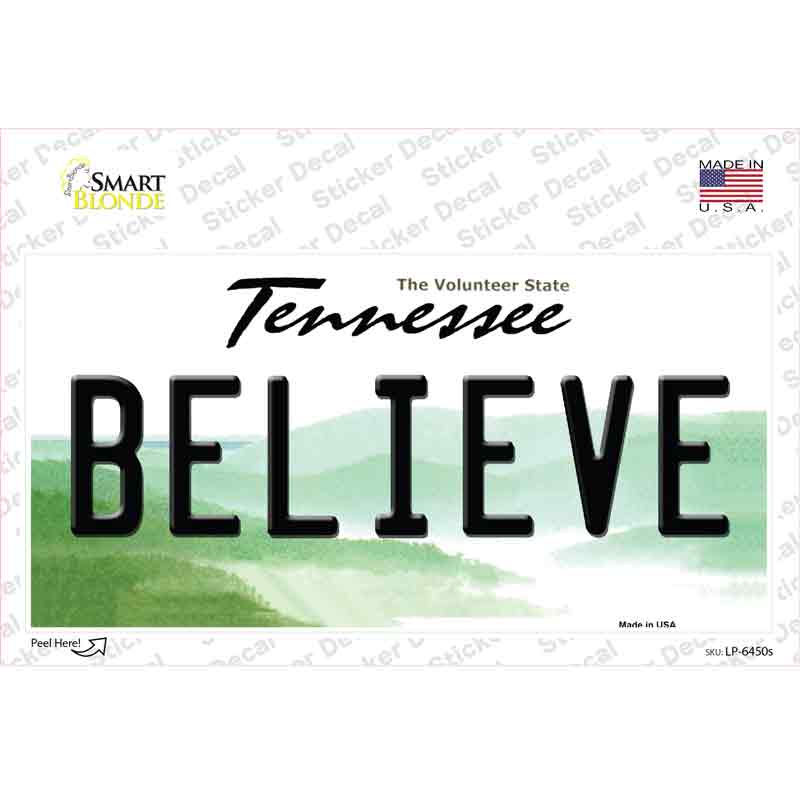 Believe Tennessee Novelty Sticker Decal