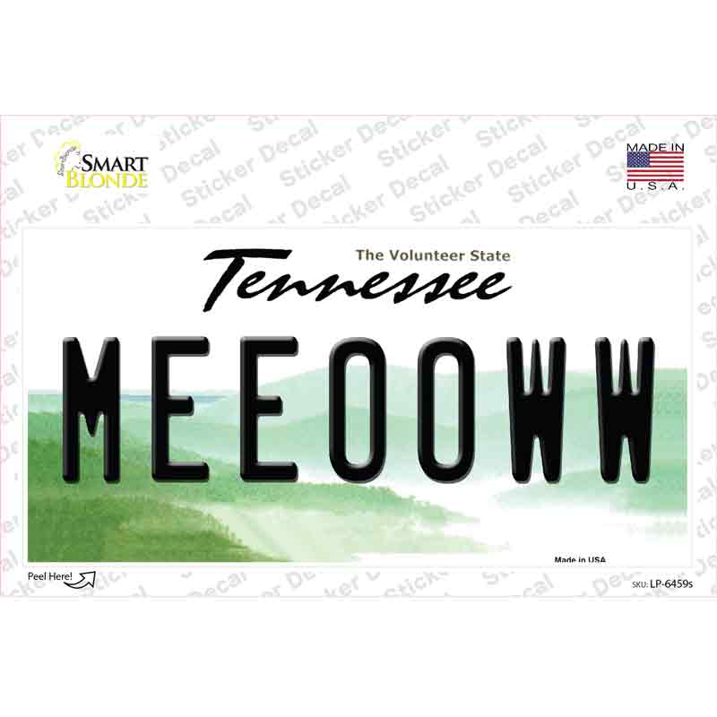 Meeooww Tennessee Novelty Sticker Decal