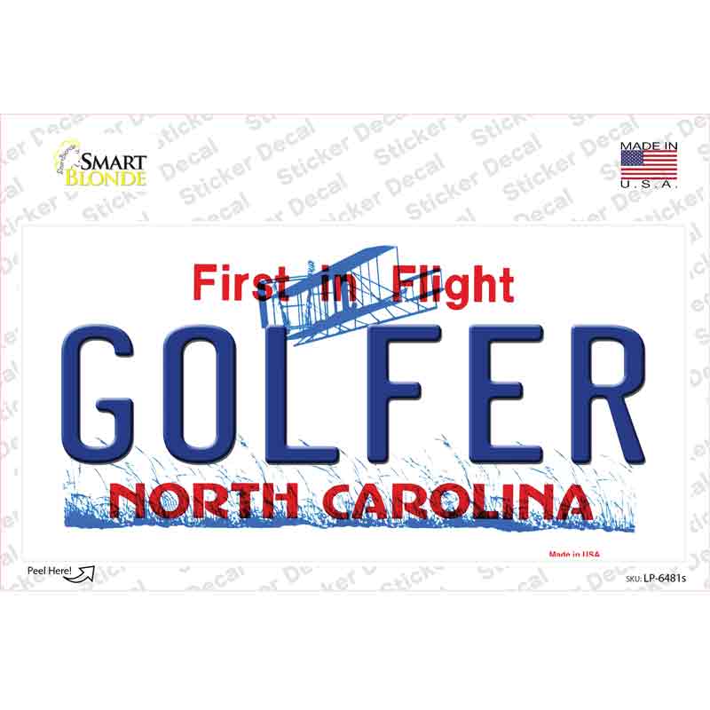 Golfer North Carolina Novelty Sticker Decal