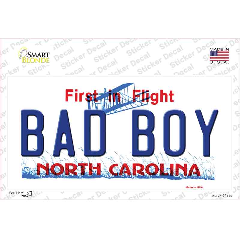Bad Boy North Carolina Novelty Sticker Decal