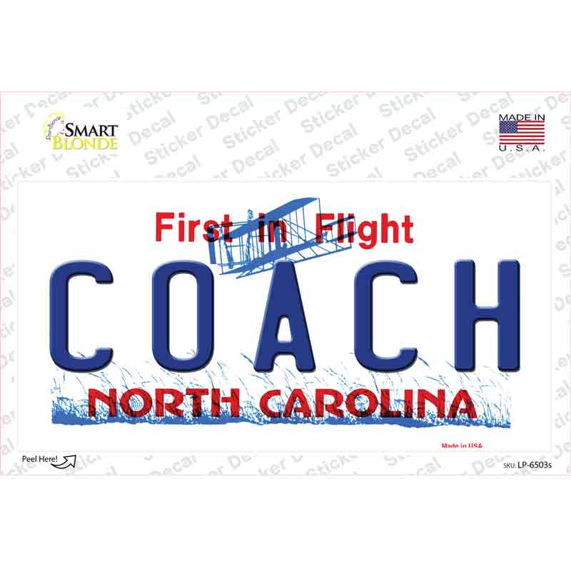 Coach North Carolina Novelty Sticker Decal