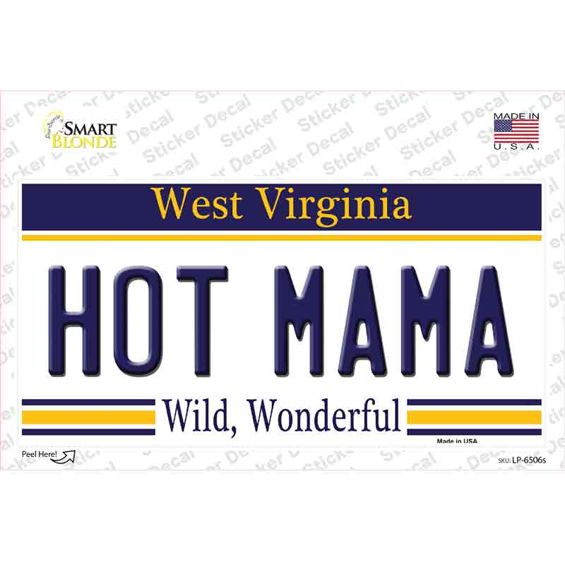 Hot Mama West Virginia Novelty Sticker Decal
