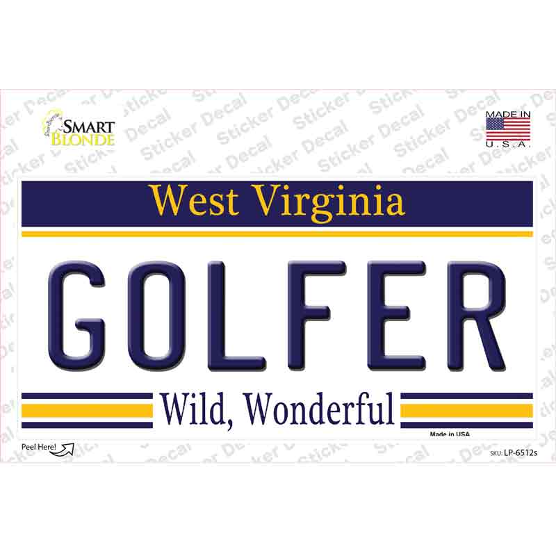 Golfer West Virginia Novelty Sticker Decal