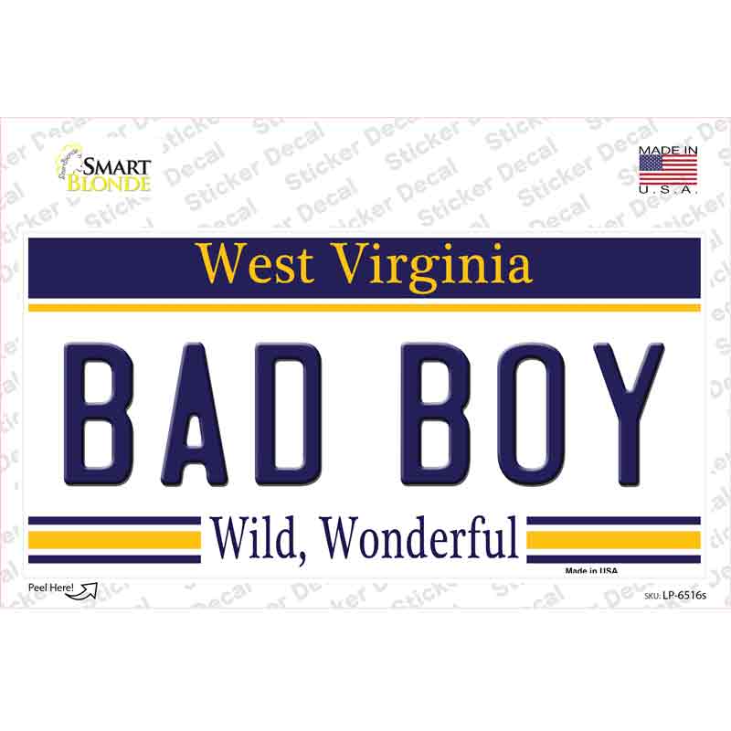 Bad Boy West Virginia Novelty Sticker Decal