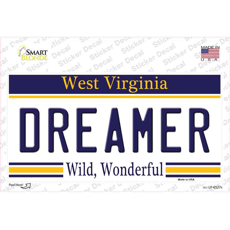 Dreamer West Virginia Novelty Sticker Decal