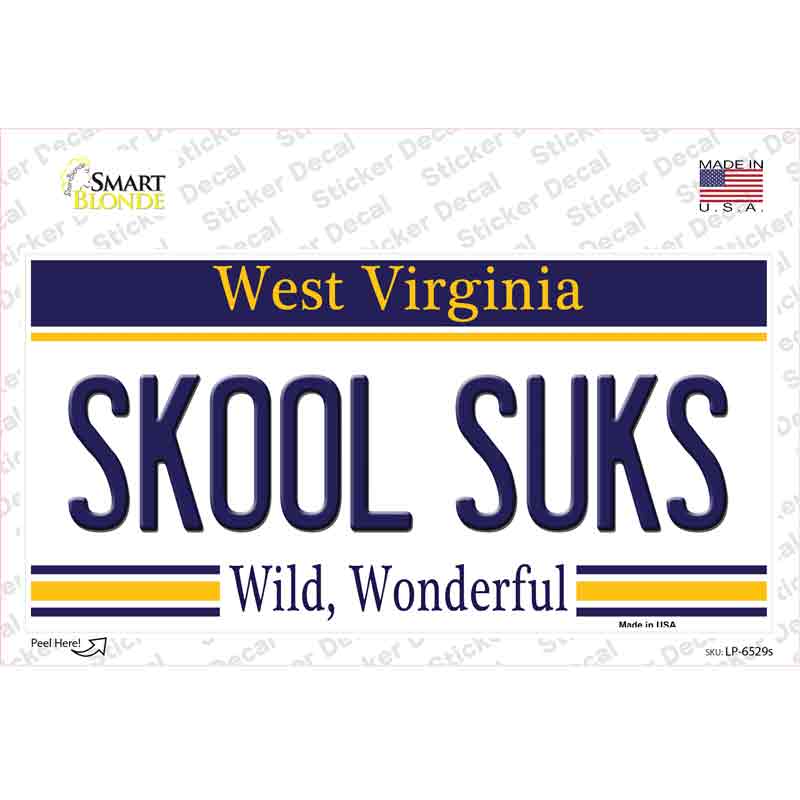 Skool Suks West Virginia Novelty Sticker Decal