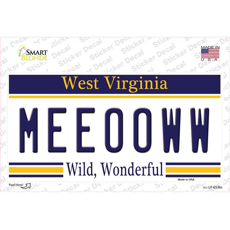 Meeooww West Virginia Novelty Sticker Decal