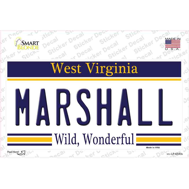 Marshall West Virginia Novelty Sticker Decal
