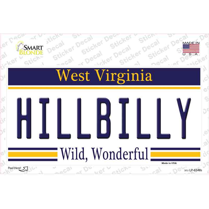 Hillbilly West Virginia Novelty Sticker Decal