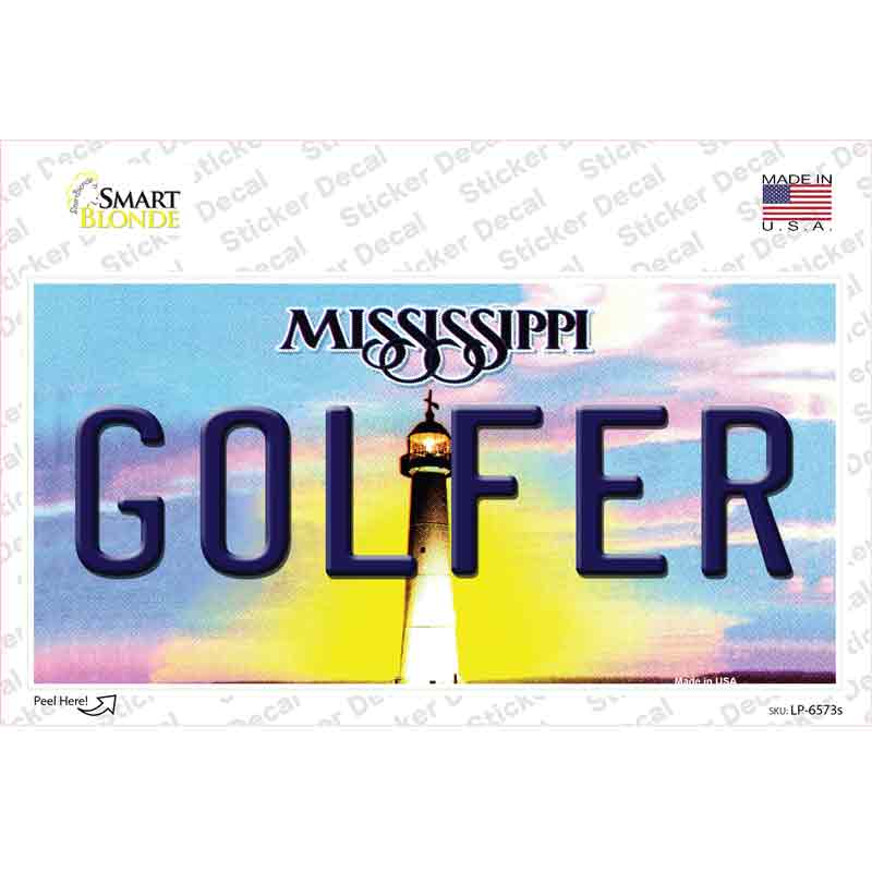 Golfer Mississippi Novelty Sticker Decal