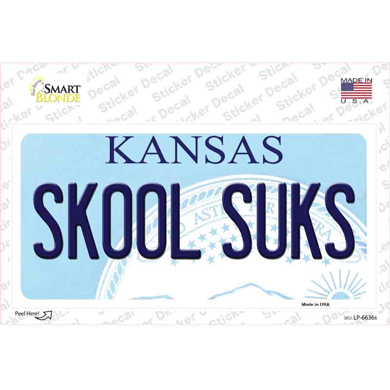 Skool Suks Kansas Novelty Sticker Decal
