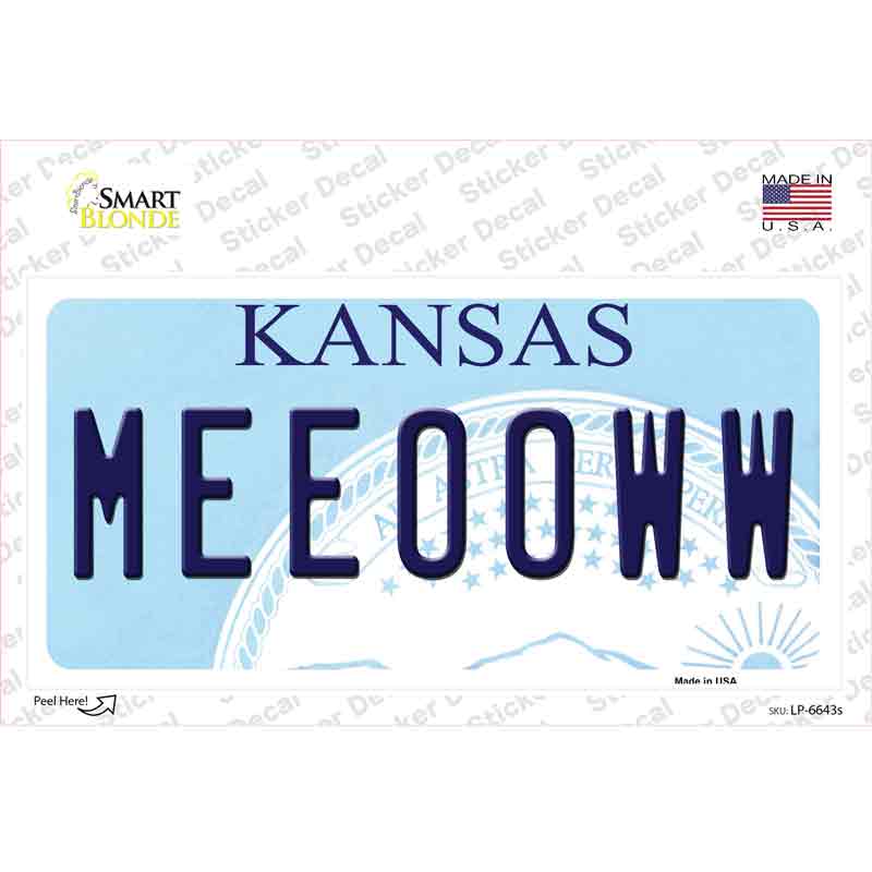 Meeooww Kansas Novelty Sticker Decal