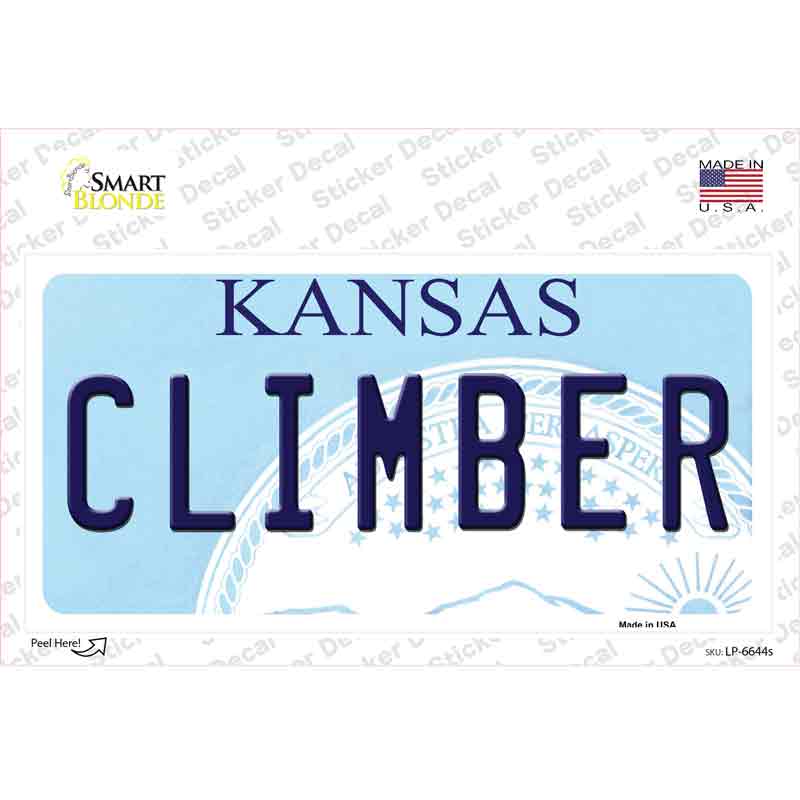 Climber Kansas Novelty Sticker Decal