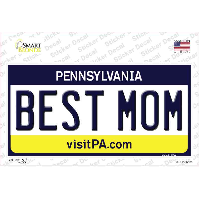Best Mom Pennsylvania State Novelty Sticker Decal