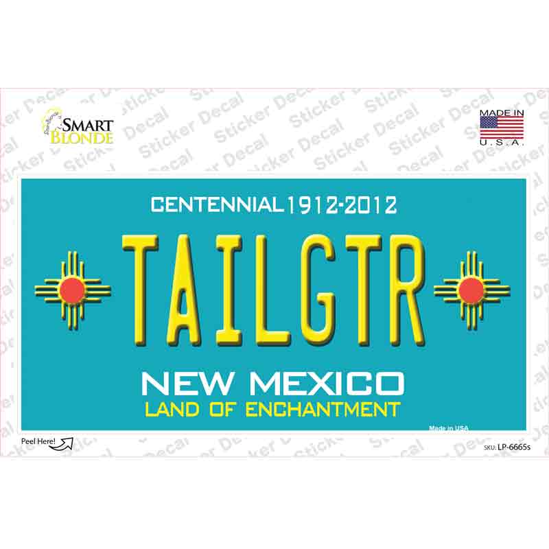 Tailgtr New Mexico Novelty Sticker Decal