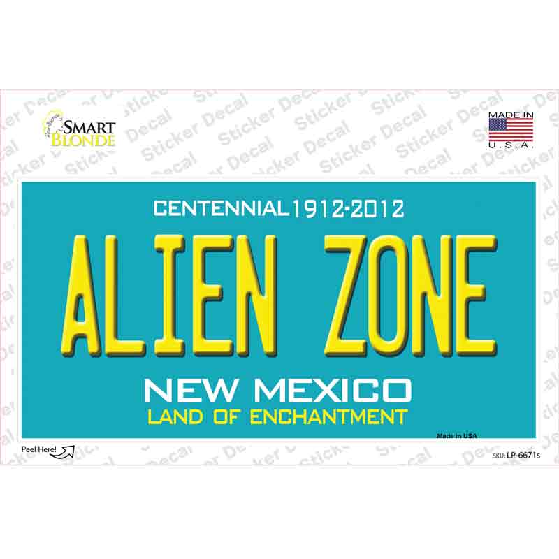 Alien Zone New Mexico State Novelty Sticker Decal