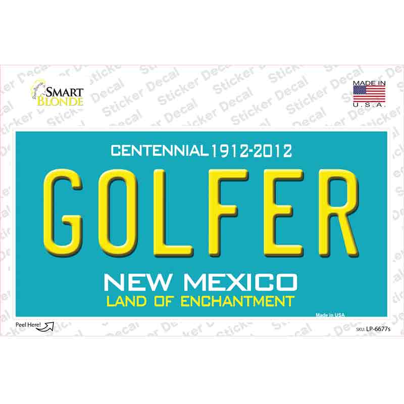 Golfer New Mexico Novelty Sticker Decal