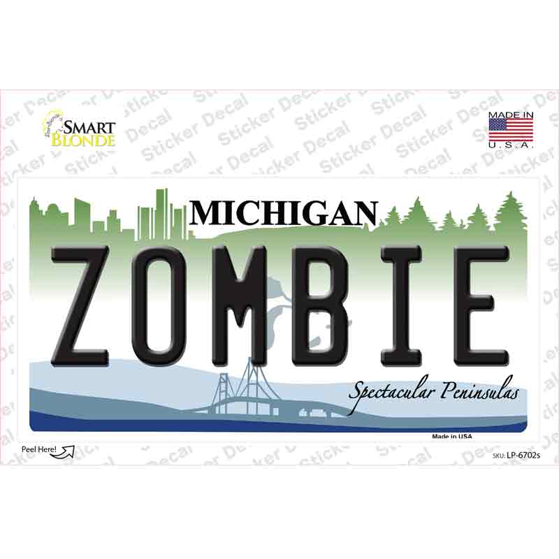 Zombie Michigan Novelty Sticker Decal