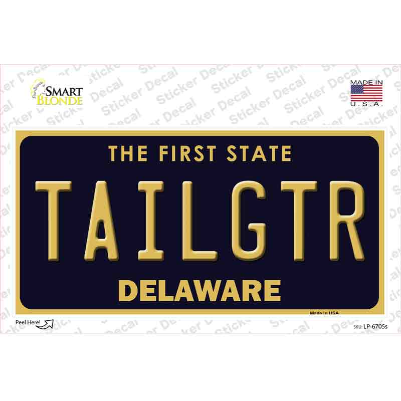 Tailgtr Delaware Novelty Sticker Decal