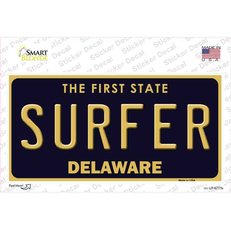 Surfer Delaware Novelty Sticker Decal