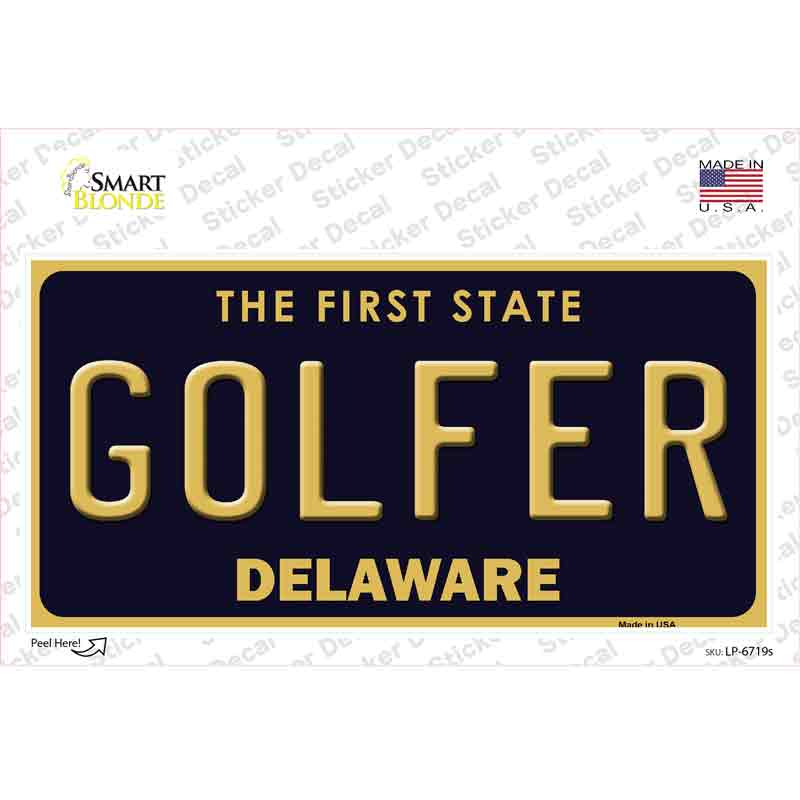 Golfer Delaware Novelty Sticker Decal