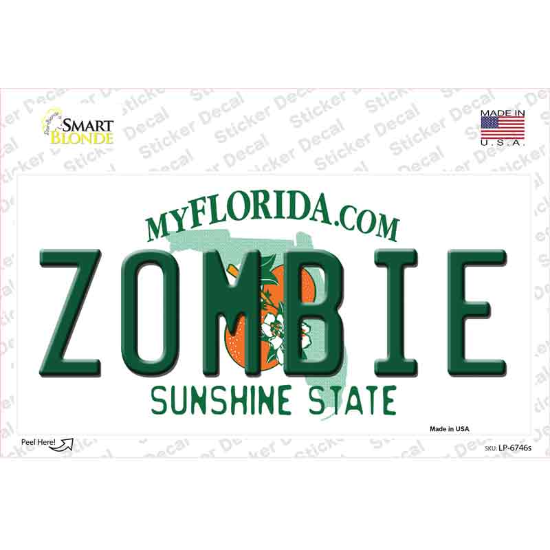 Zombie Florida Novelty Sticker Decal