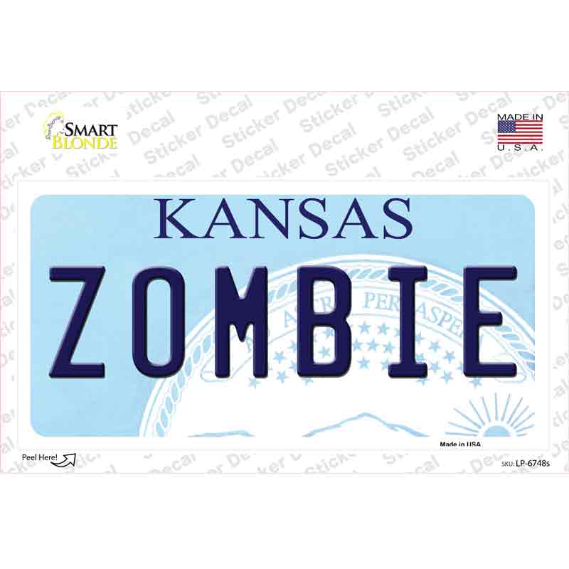 Zombie Kansas Novelty Sticker Decal