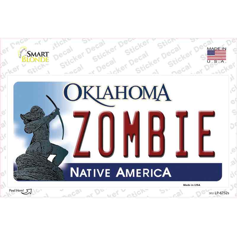 Zombie Oklahoma Novelty Sticker Decal