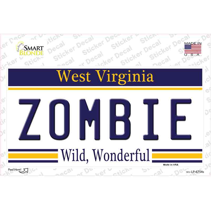 Zombie West Virginia Novelty Sticker Decal