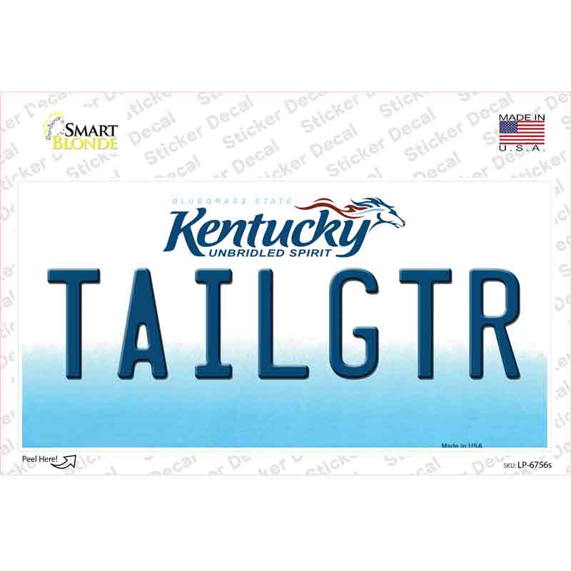 Tailgtr Kentucky Novelty Sticker Decal