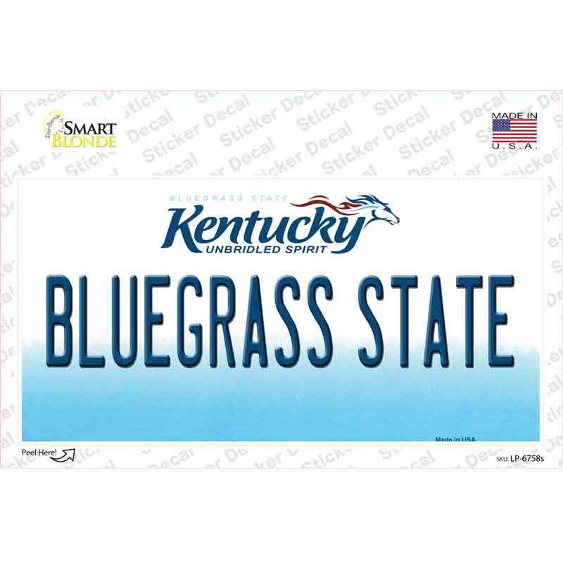 Bluegrass State Kentucky Novelty Sticker Decal