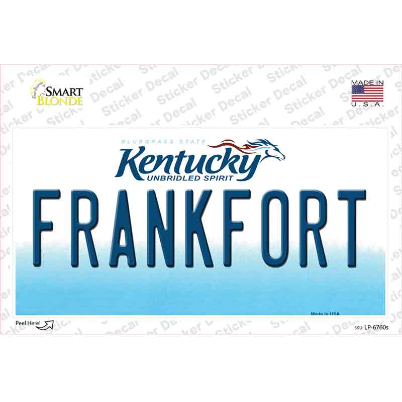 Frankfort Kentucky Novelty Sticker Decal