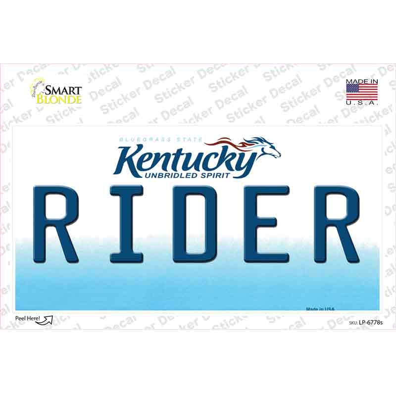 Rider Kentucky Novelty Sticker Decal