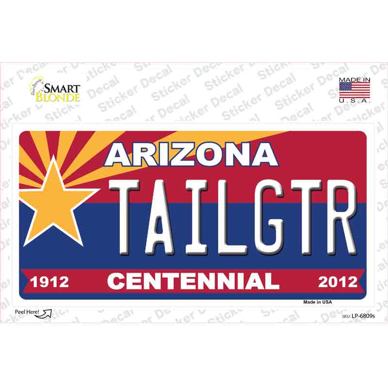 Arizona Centennial Tailgtr Novelty Sticker Decal