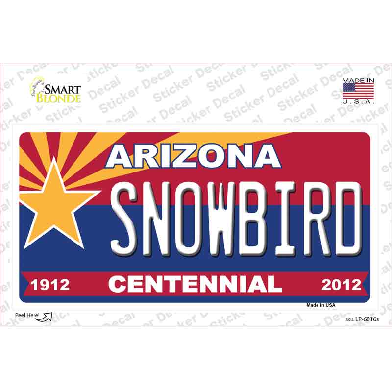 Arizona Centennial Snowbird Novelty Sticker Decal