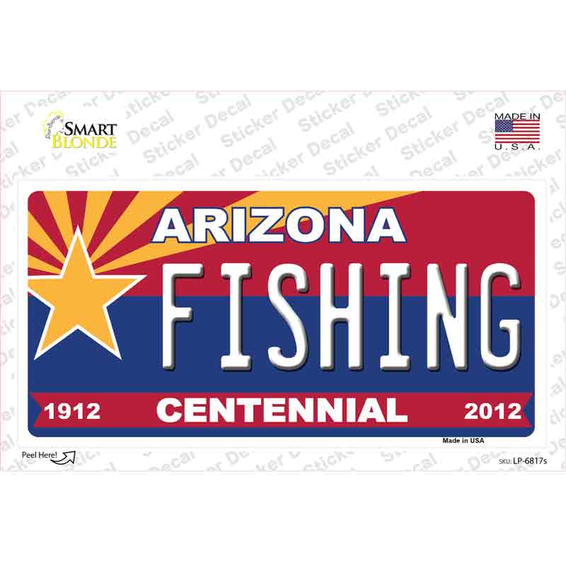 Arizona Centennial Fishing Novelty Sticker Decal
