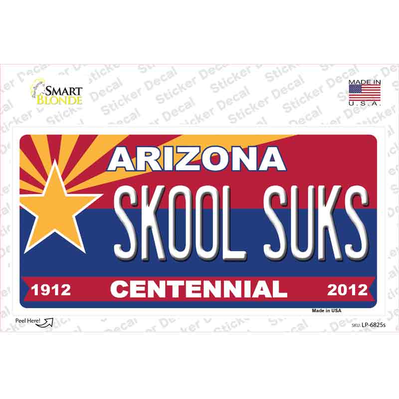 Arizona Centennial Skool Suks Novelty Sticker Decal