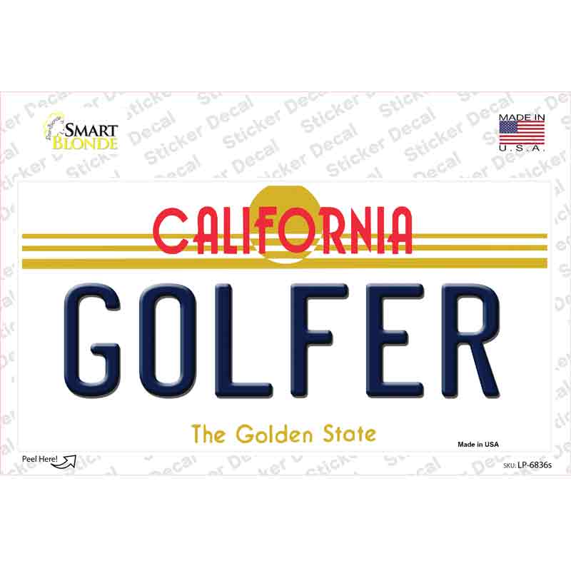 Golfer California Novelty Sticker Decal