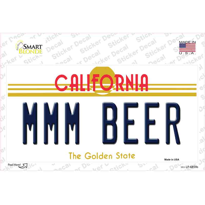 MMM Beer California Novelty Sticker Decal