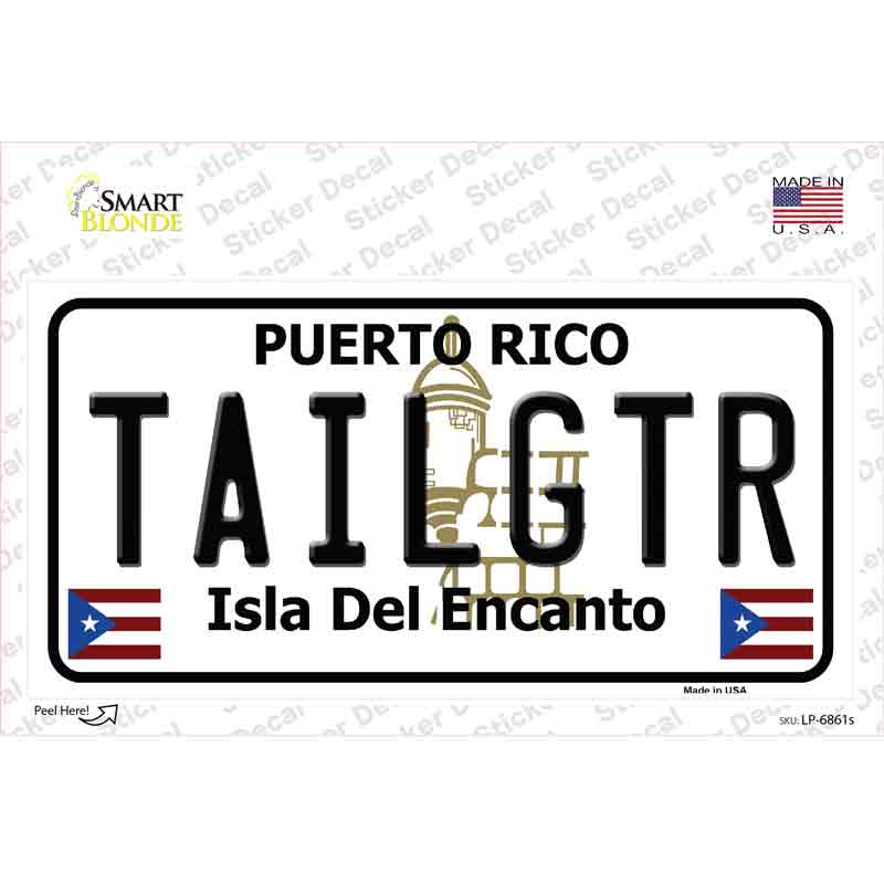 Tailgtr Puerto Rico Novelty Sticker Decal