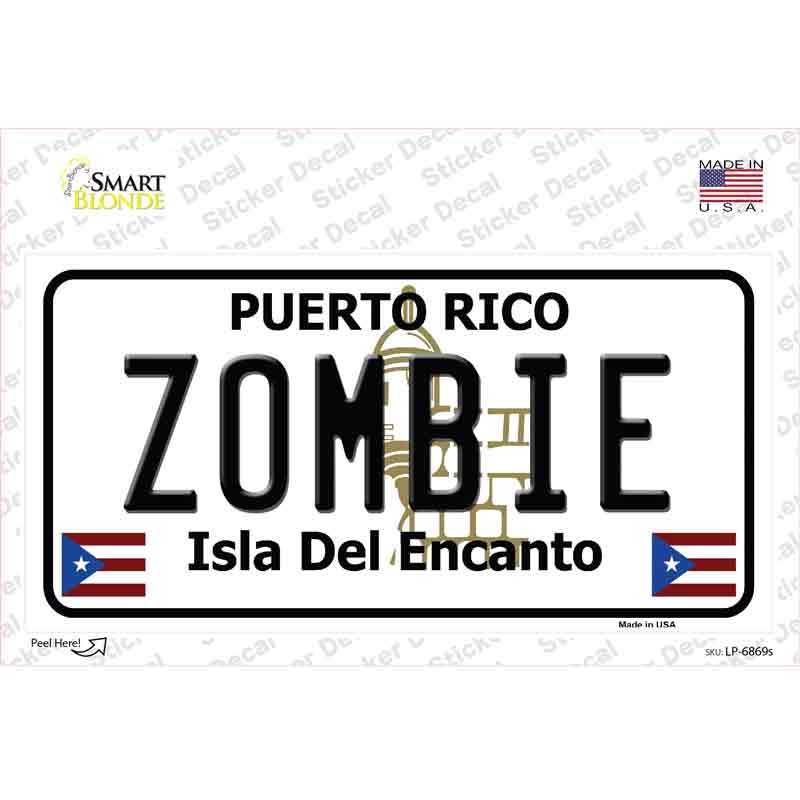 Zombie Puerto Rico Novelty Sticker Decal